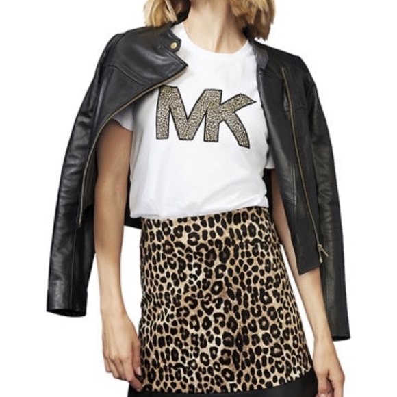 MICHAEL Michael Kors Tops - Michael Kors Animal-Print Logo Tee Shirt